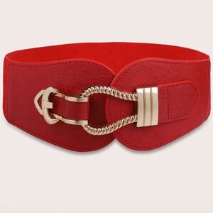 Elegant Red Belt with Gold Accents